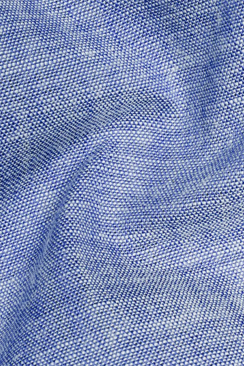 Carolina Blue With Brown And Black Luxurious Linen Designer Shirt 3