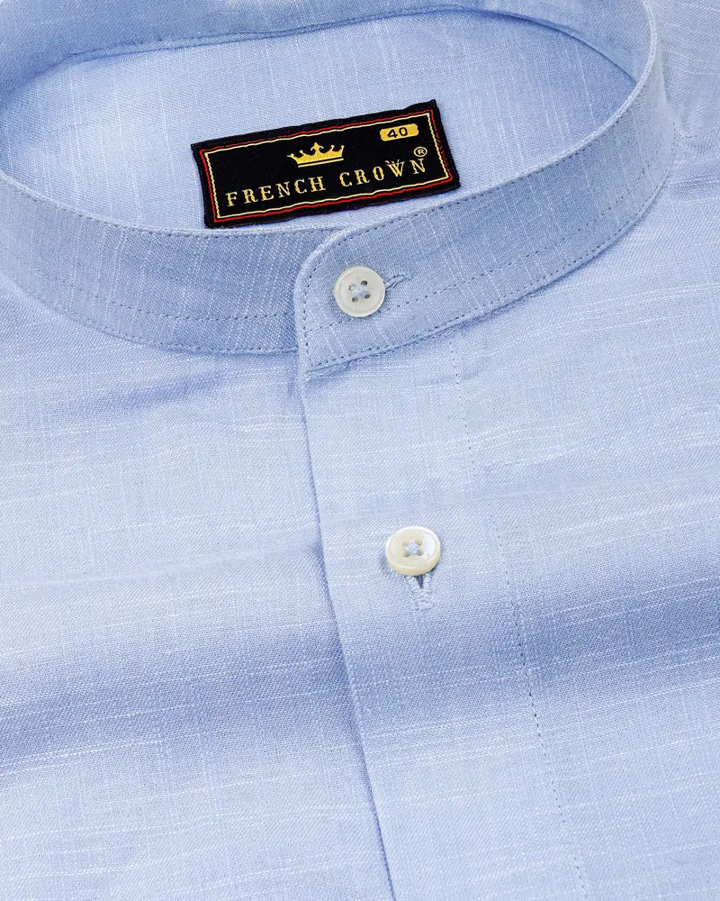 Carolina Sky Blue Chambray Textured Premium Cotton Shirt 1