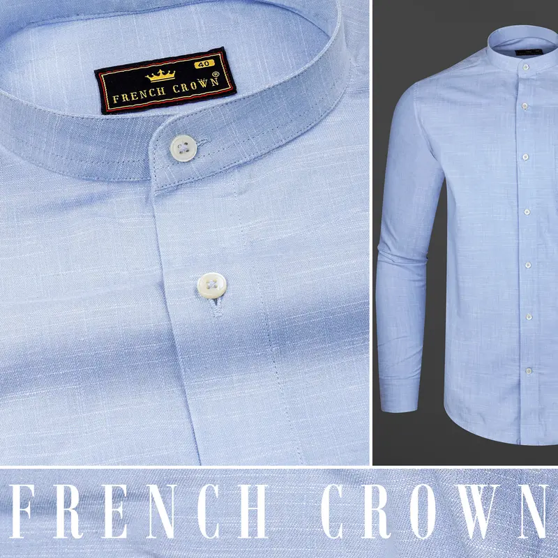 Carolina Sky Blue Chambray Textured Premium Cotton Shirt 10
