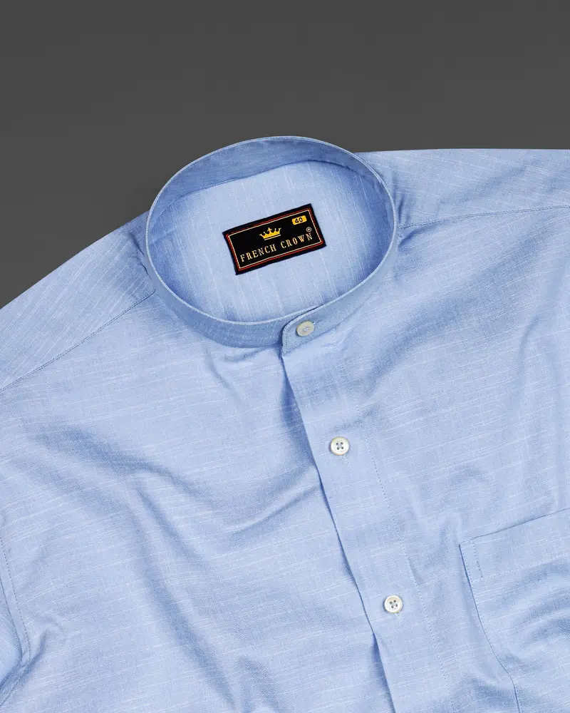 Carolina Sky Blue Chambray Textured Premium Cotton Shirt 4