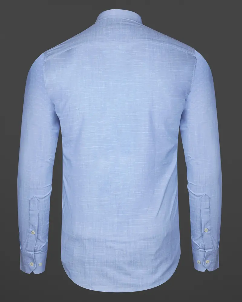 Carolina Sky Blue Chambray Textured Premium Cotton Shirt 6