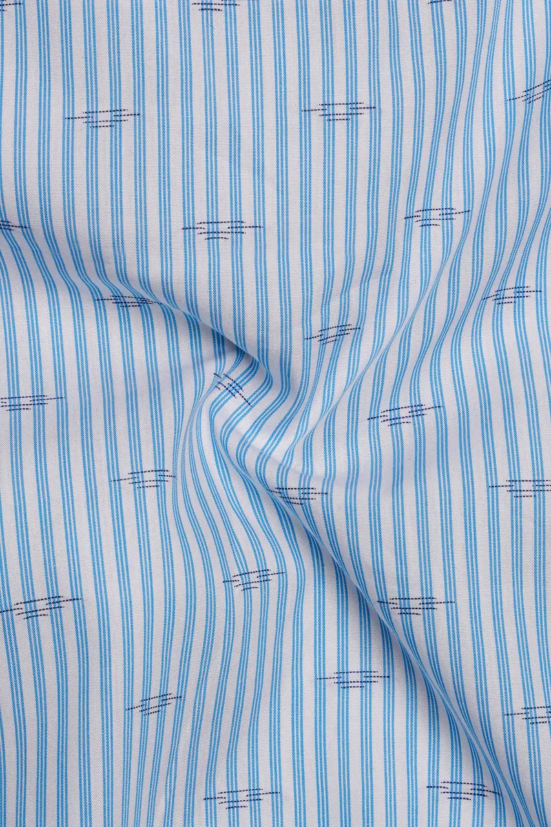 Carolina Sky Blue Striped Premium Cotton Kurta Shirt 3
