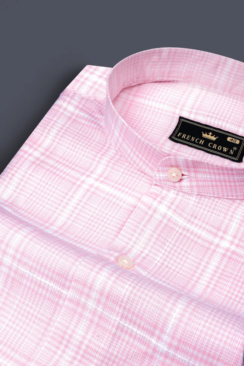 Carousel Pink Checkered Dobby Premium Giza Cotton Shirt 1