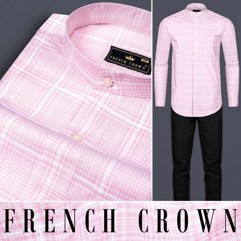 Carousel Pink Checkered Dobby Premium Giza Cotton Shirt 10