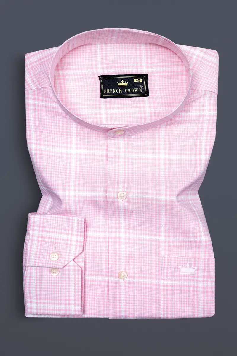 Carousel Pink Checkered Dobby Premium Giza Cotton Shirt 3