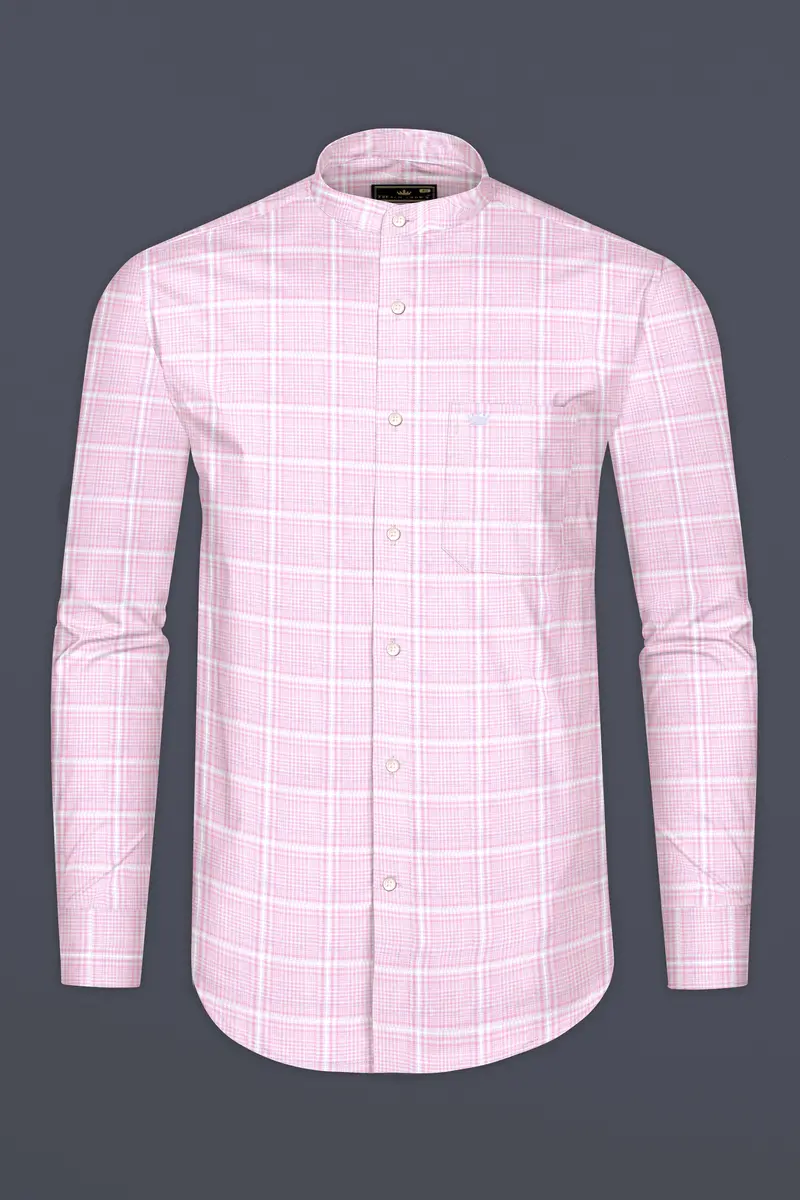 Carousel Pink Checkered Dobby Premium Giza Cotton Shirt 4