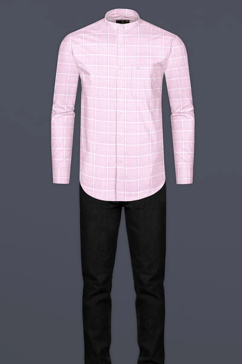 Carousel Pink Checkered Dobby Premium Giza Cotton Shirt 6
