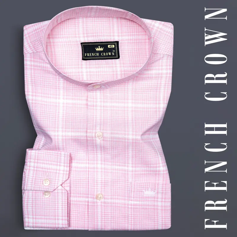 Carousel Pink Checkered Dobby Premium Giza Cotton Shirt 7
