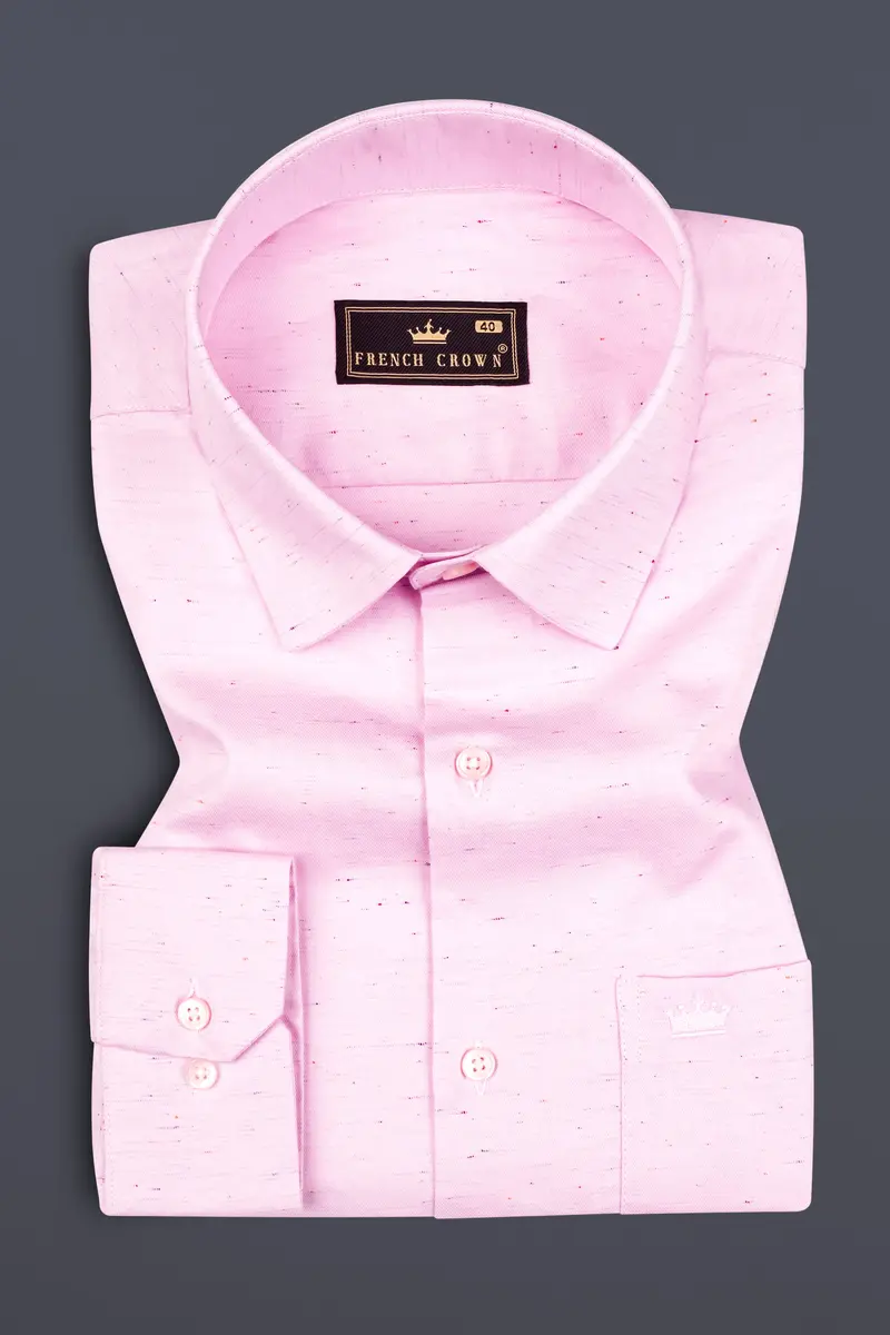 Carousel Pink Colorful Slubs Textured Chambray Premium Cotton Shirt 3