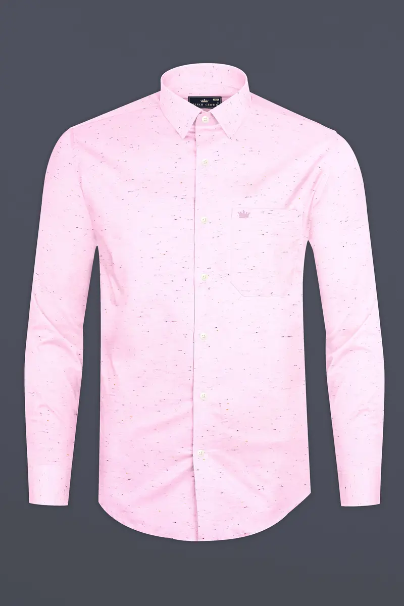 Carousel Pink Colorful Slubs Textured Chambray Premium Cotton Shirt 4