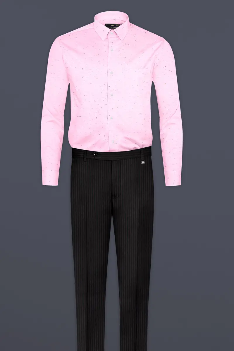 Carousel Pink Colorful Slubs Textured Chambray Premium Cotton Shirt 6