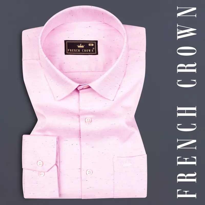Carousel Pink Colorful Slubs Textured Chambray Premium Cotton Shirt 7
