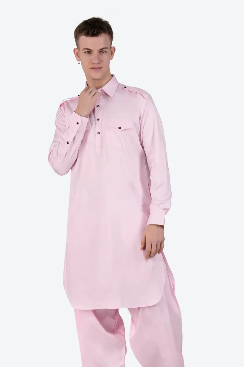 Carousel Pink Subtle Sheen Super Soft Premium Cotton Pathani Set 6