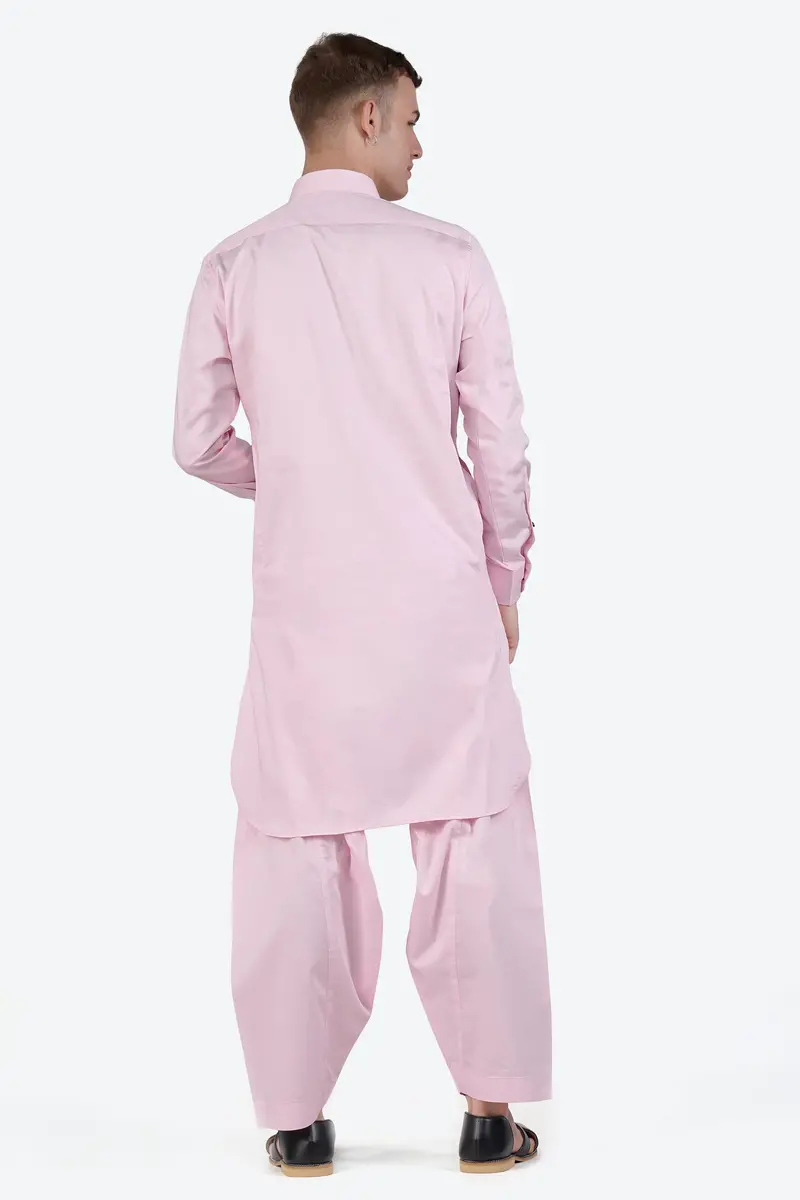 Carousel Pink Subtle Sheen Super Soft Premium Cotton Pathani Set 7