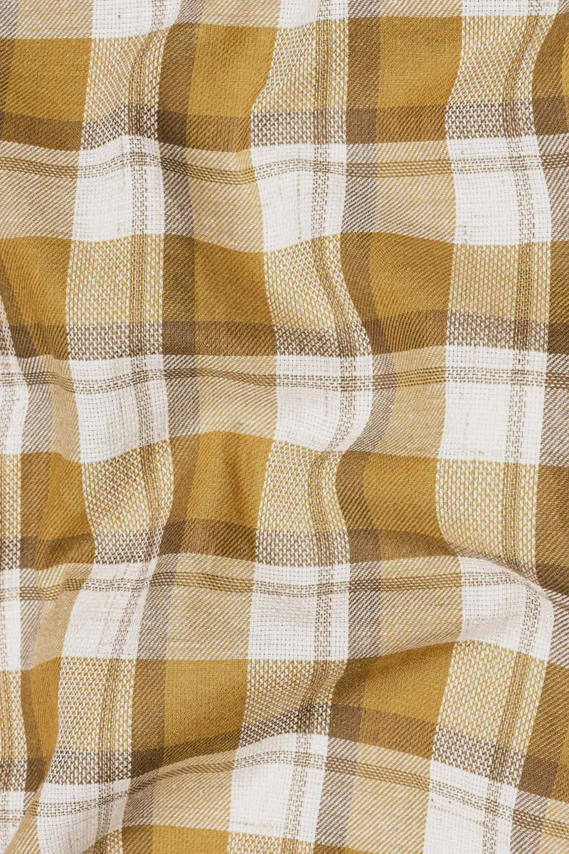 Casablanca Brown With Bright White Plaid Dobby Textured Premium Giza Cotton Shirt 2
