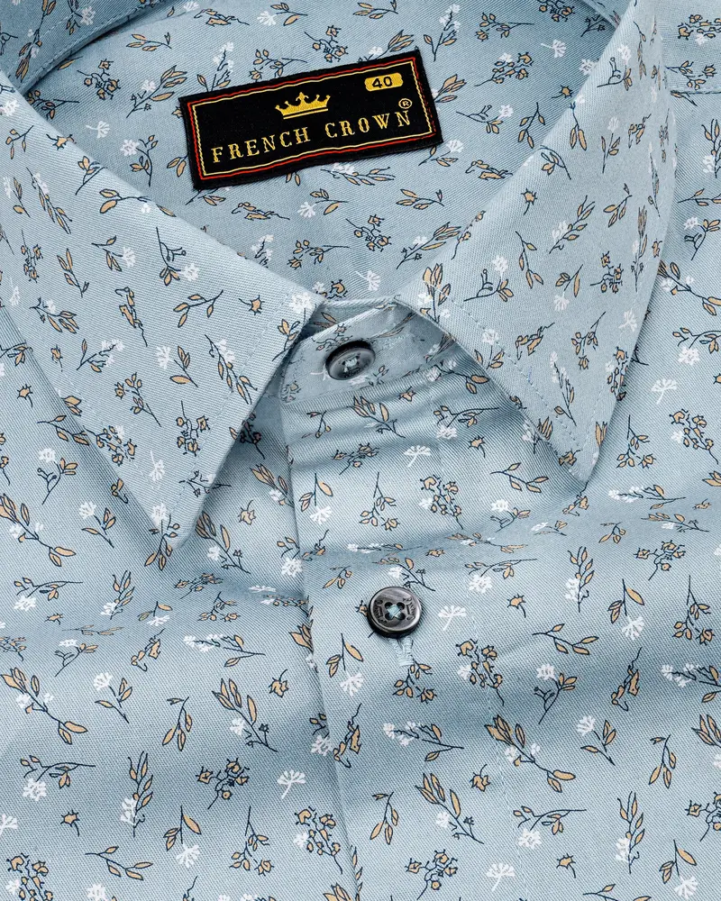Cascade Blue Ditsy Printed Royal Oxford Shirt 1
