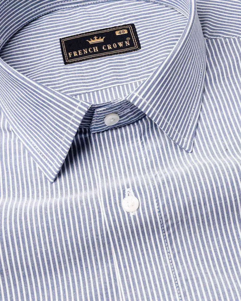 Cascade Blue Striped Premium Cotton Shirt 1