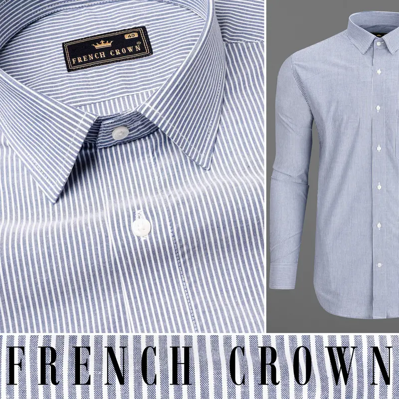 Cascade Blue Striped Premium Cotton Shirt 10