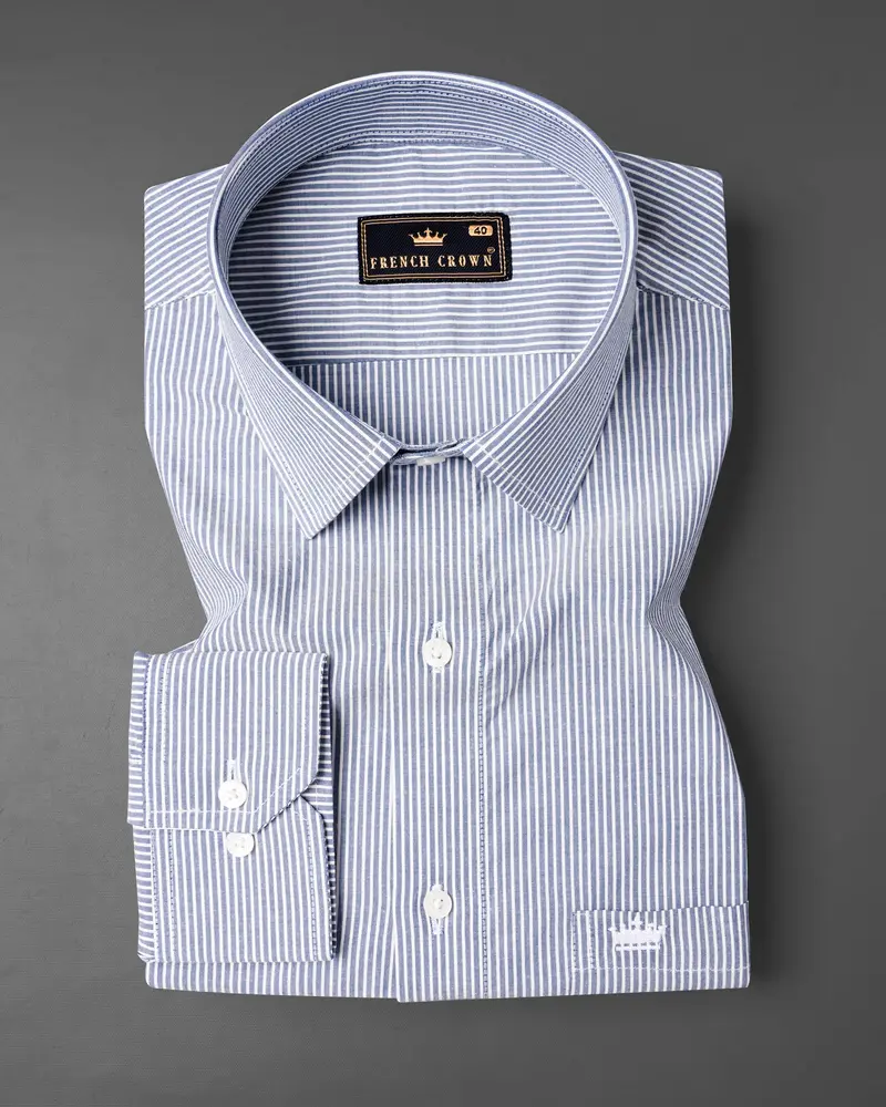 Cascade Blue Striped Premium Cotton Shirt 3