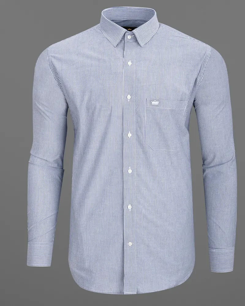 Cascade Blue Striped Premium Cotton Shirt 5