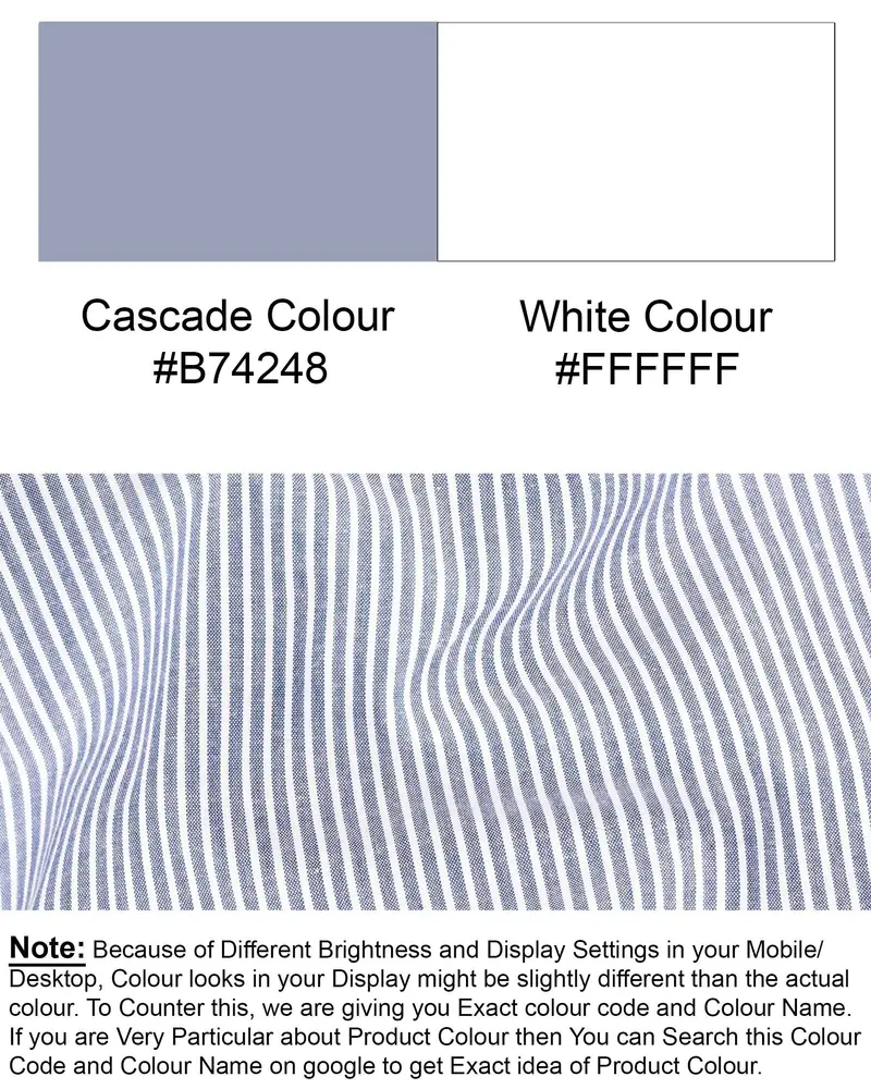Cascade Blue Striped Premium Cotton Shirt 8