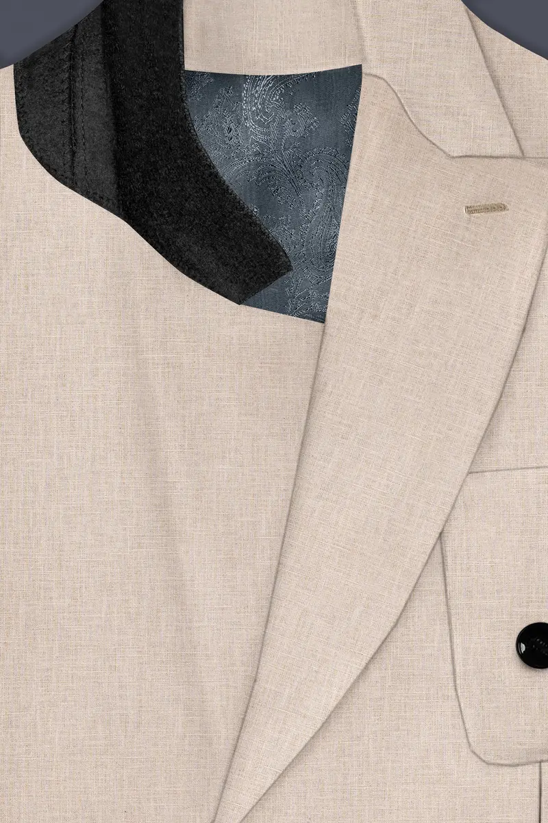 Cashmere Beige Luxurious Linen Double Breasted Sports Blazer 4