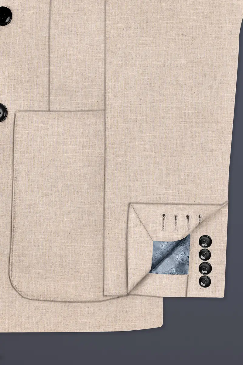 Cashmere Beige Luxurious Linen Double Breasted Sports Blazer 6