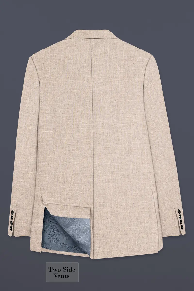 Cashmere Beige Luxurious Linen Double Breasted Sports Blazer 8