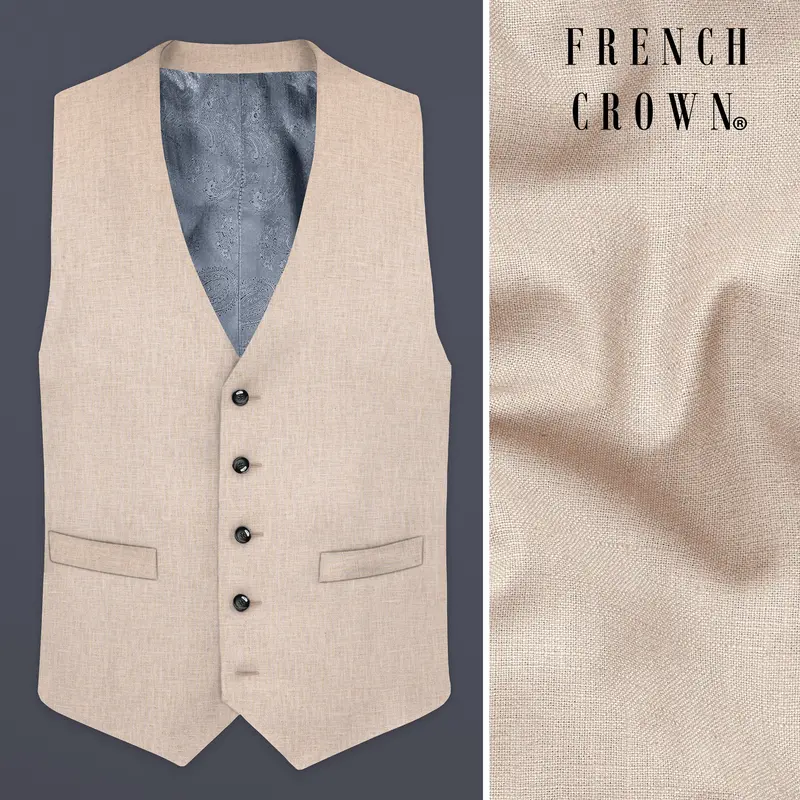Cashmere Beige Premium Linen Sports Waistcoat 1