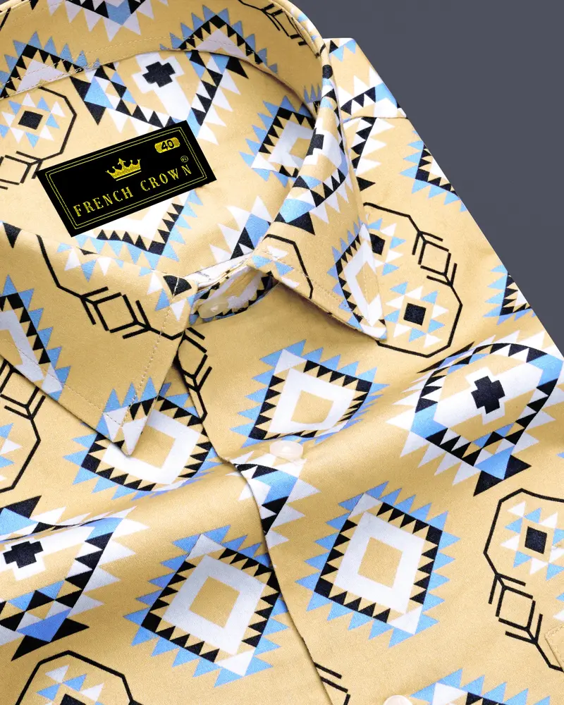 Cashmere Brown With White Multicolour Banjara Printed Super Soft Premium Cotton Shirt 1