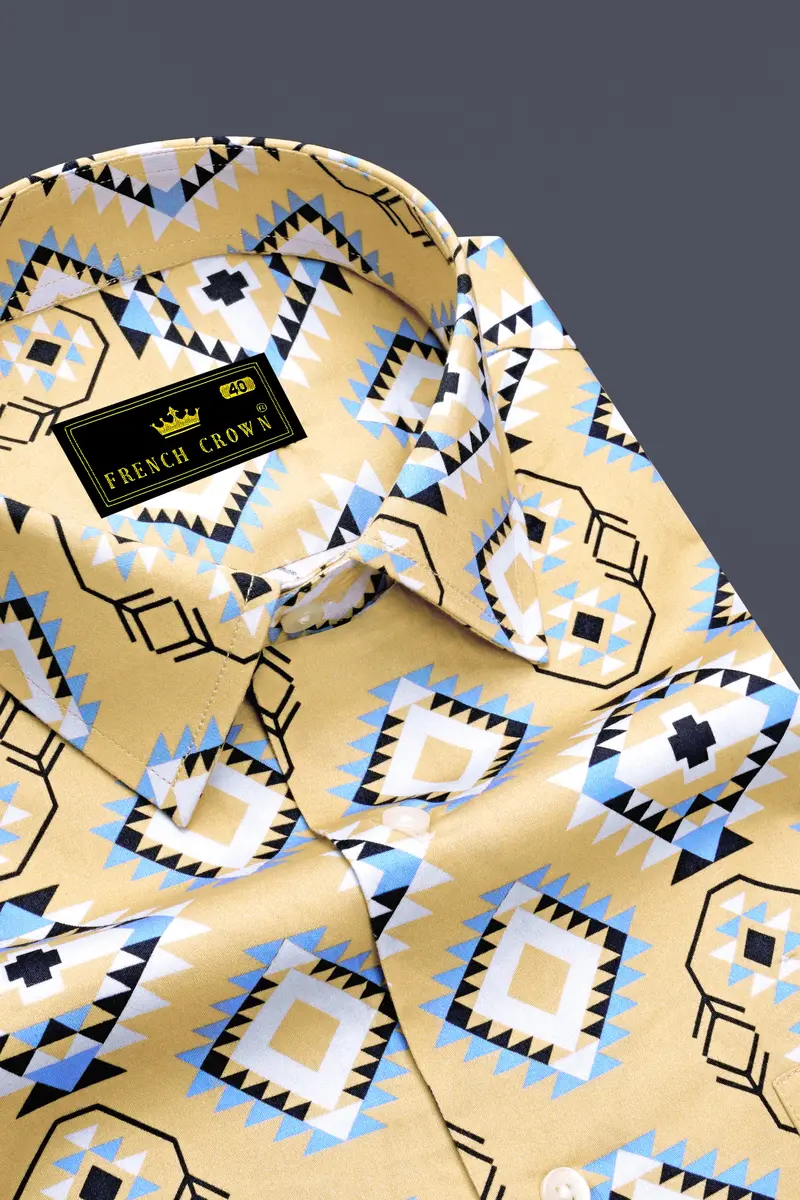 Cashmere Brown With White Multicolour Banjara Printed Super Soft Premium Cotton Shirt 2