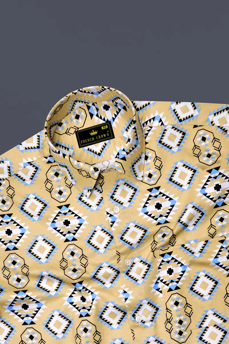 Cashmere Brown With White Multicolour Banjara Printed Super Soft Premium Cotton Shirt 5