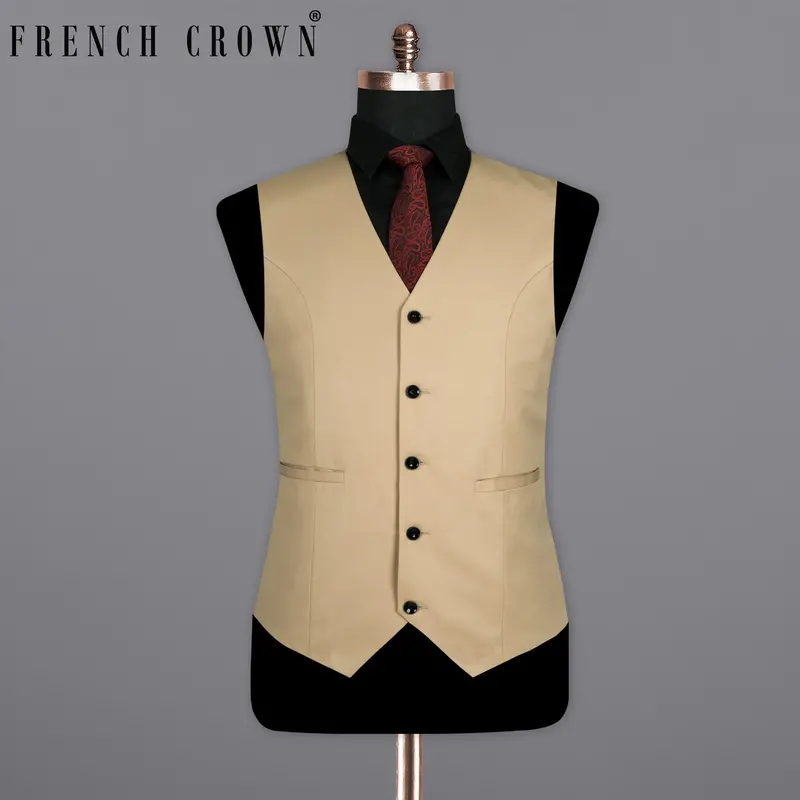Cashmere Brown Wool Rich Waistcoat 7