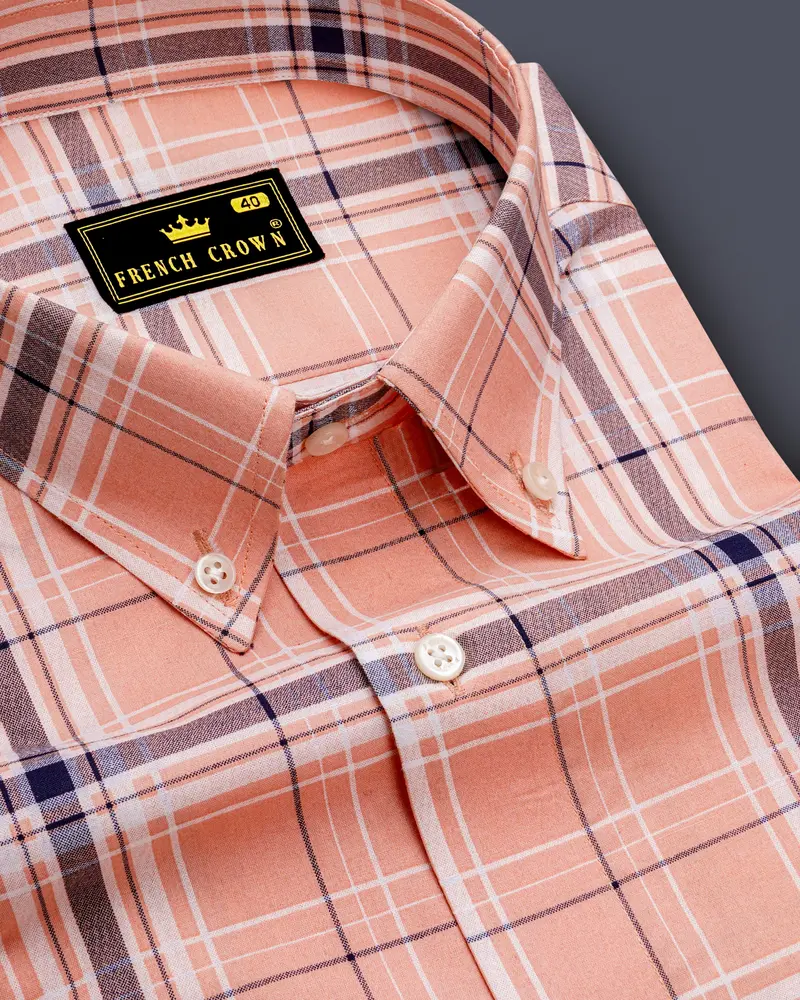 Cashmere Peach Plaid Royal Oxford Shirt 1