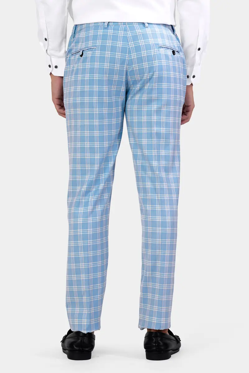 Casper Blue And Brandy Brown Plaid Wool Rich Cross Placket Bandhgala Designer Suit 7