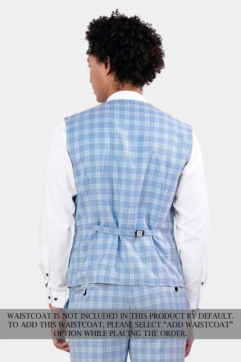 Casper Blue And Brandy Brown Plaid Wool Rich Cross Placket Bandhgala Designer Suit 9