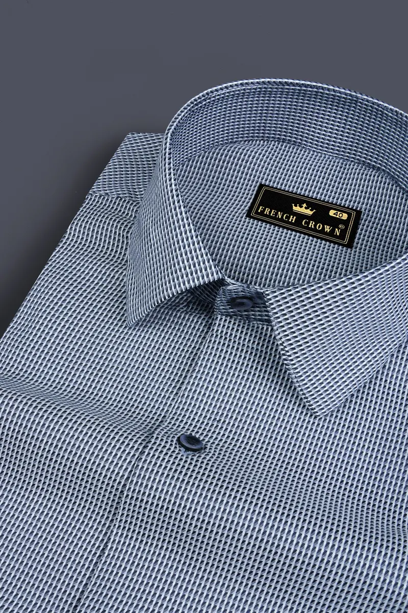 Casper Blue Dobby Textured Premium Cotton Shirt 1