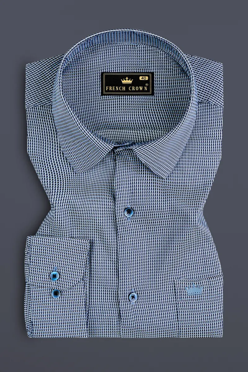 Casper Blue Dobby Textured Premium Cotton Shirt 3