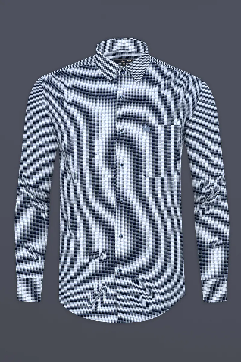 Casper Blue Dobby Textured Premium Cotton Shirt 4