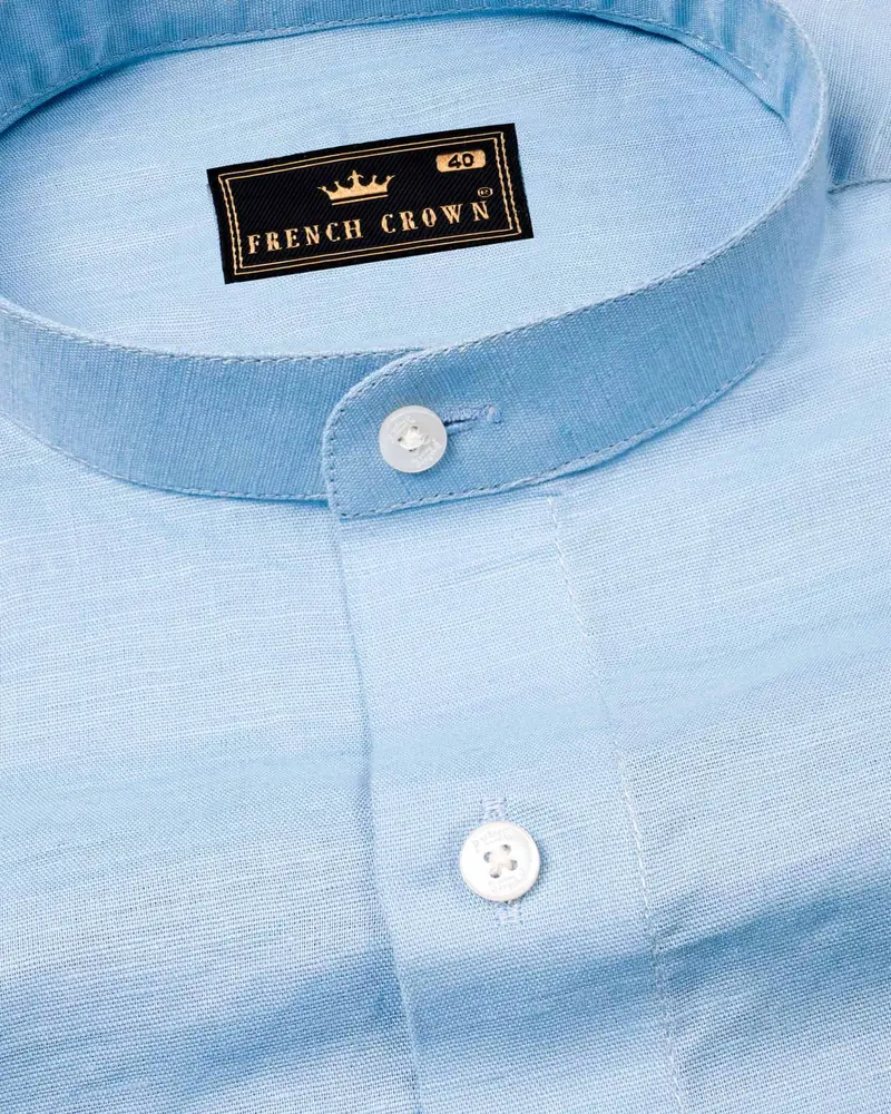 Casper Blue Luxurious Linen Shirt 1