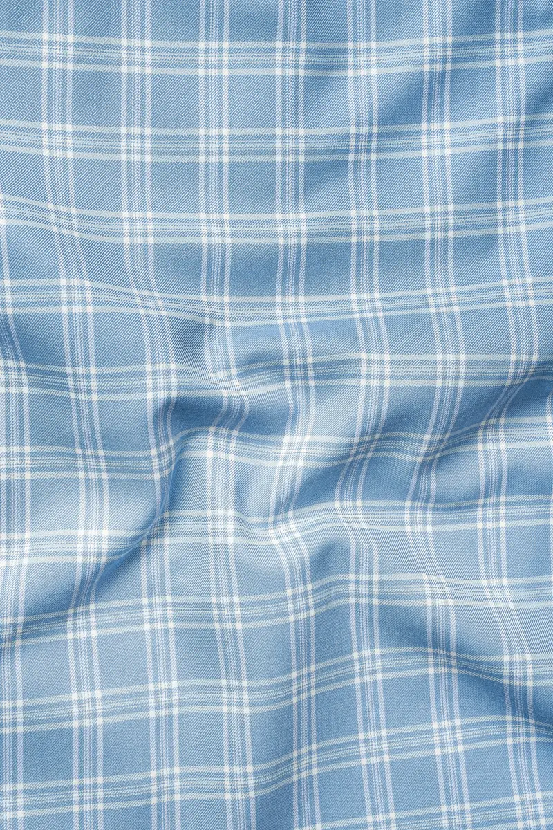 Casper Blue Plaid Wool Rich Waistcoat 3