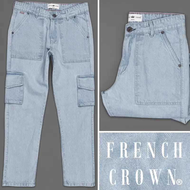 Casper Blue Rinse Wash Stretchable Cargo Denim 1