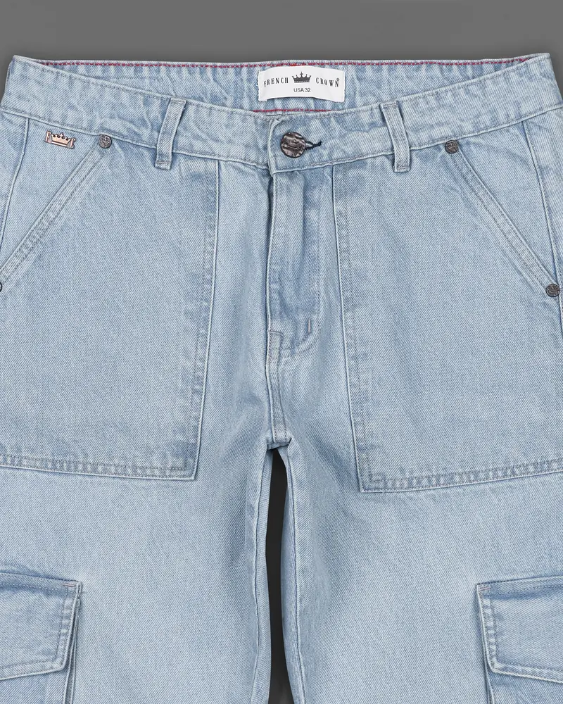 Casper Blue Rinse Wash Stretchable Cargo Denim 4