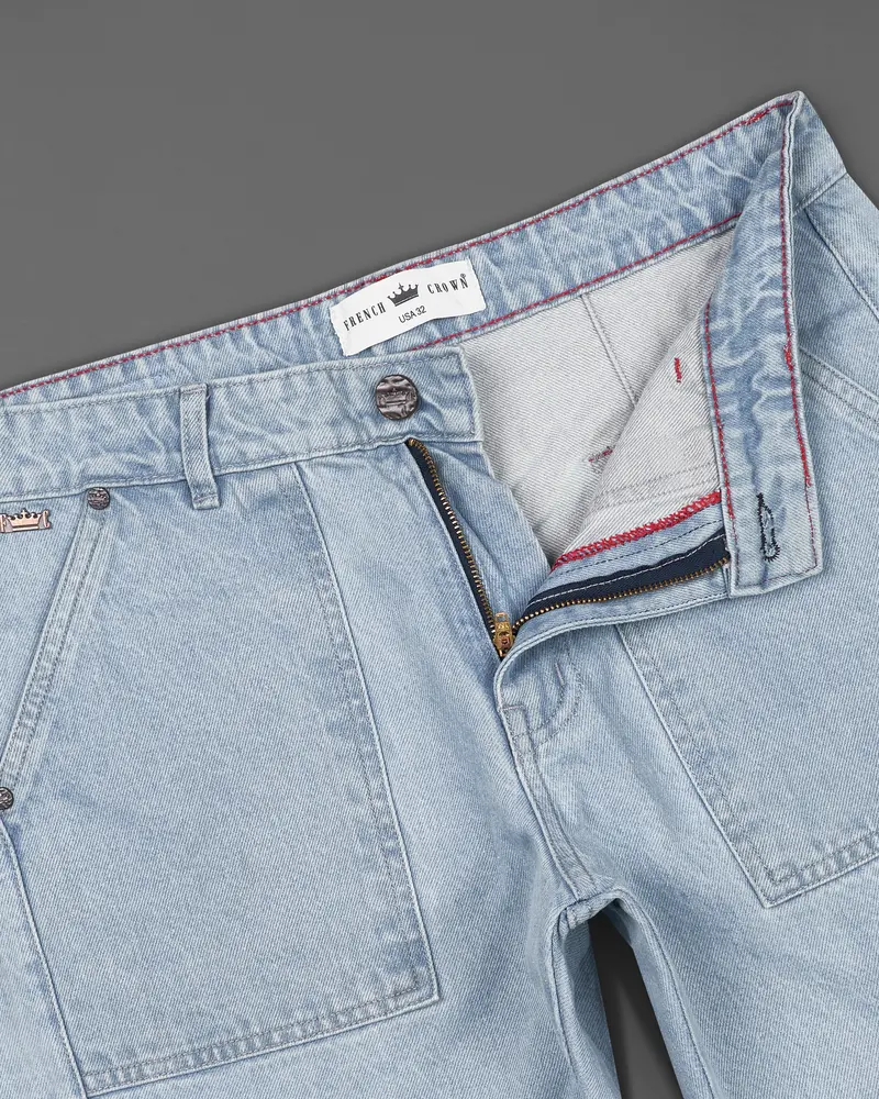 Casper Blue Rinse Wash Stretchable Cargo Denim 5