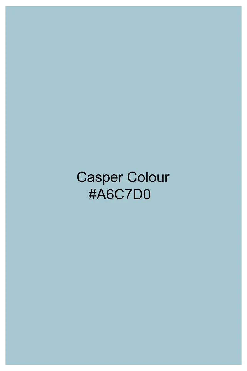 Casper Blue Subtle Sheen Super Soft Premium Cotton Mandarin Shirt 5