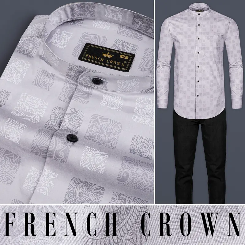Casper Gray Box Like Printed Super Soft Premium Cotton Shirt 10
