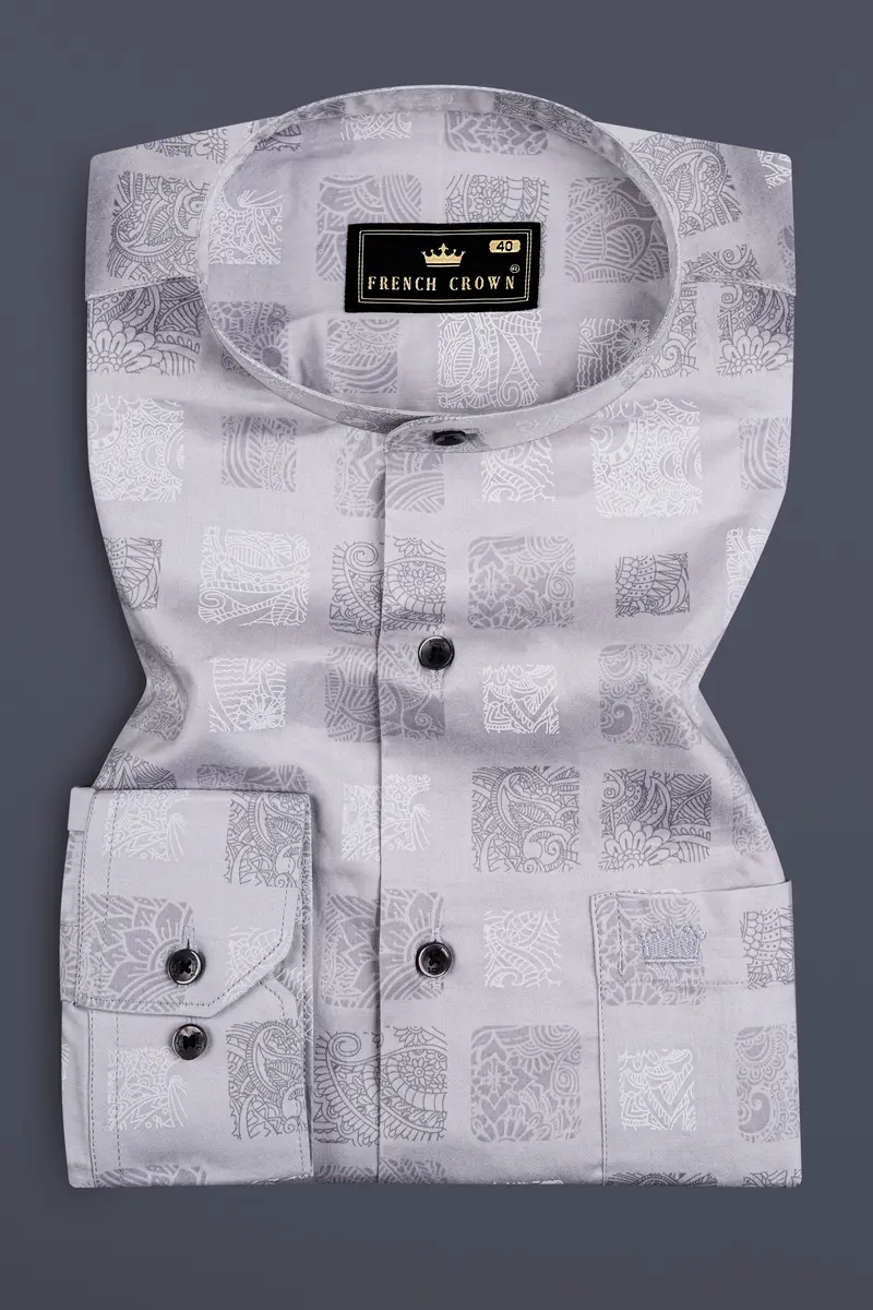Casper Gray Box Like Printed Super Soft Premium Cotton Shirt 3