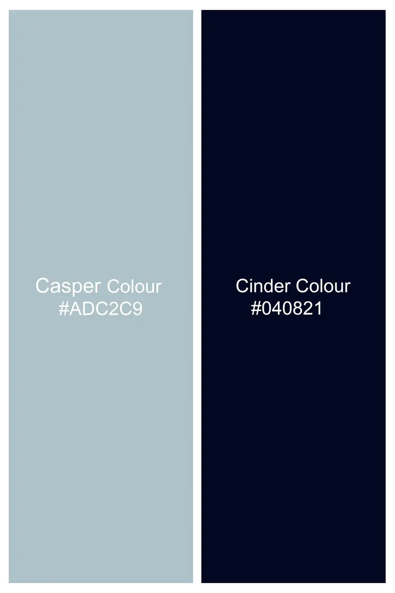 Casper Gray With Cinder Blue Flower Printed Luxurious Linen Shirt 7