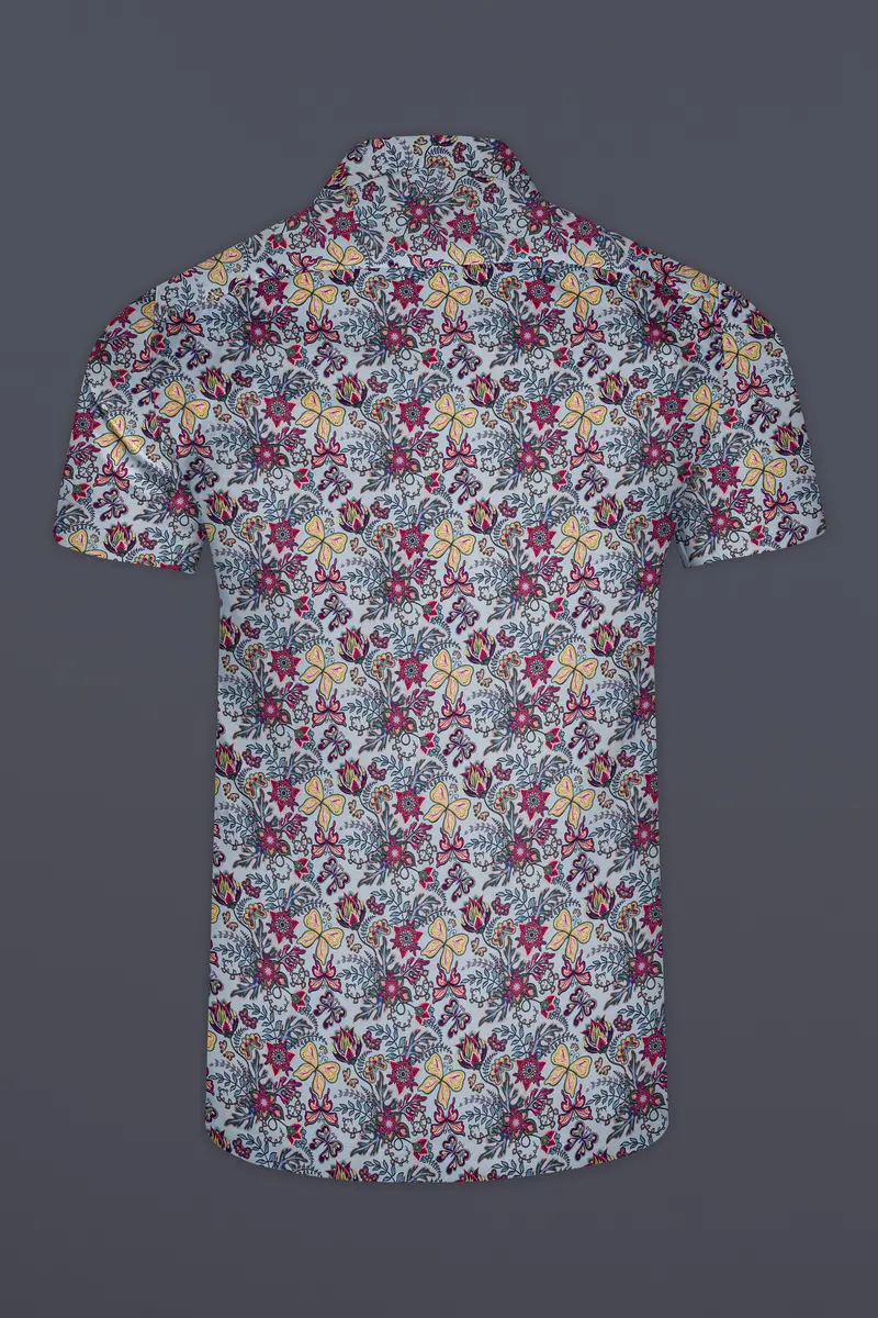 Casper Gray With Tussock Yellow Floral Printed Super Soft Premium Cotton Shirt 7