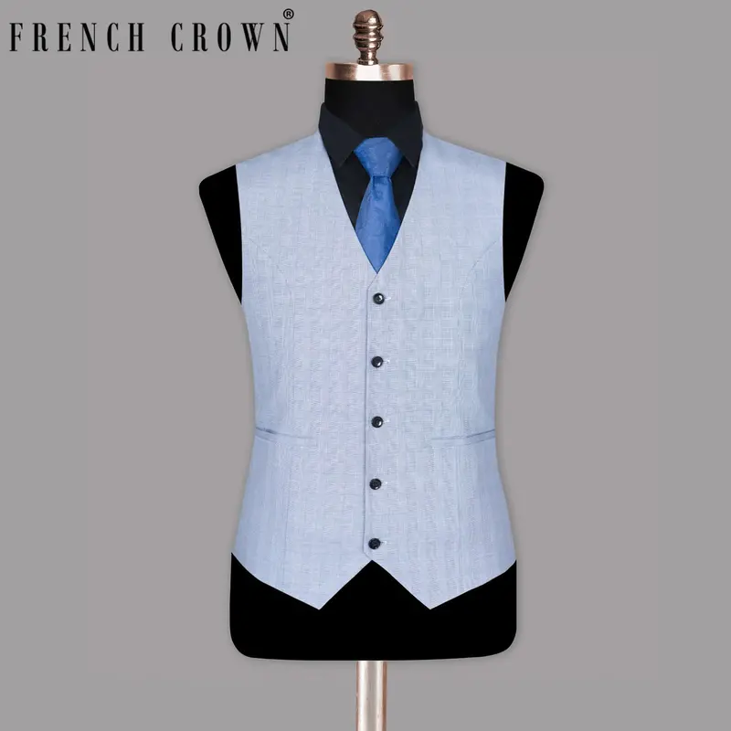 Casper Sky Tonal Plaid  Waistcoat 1